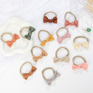 High Quality Nylon <strong>Headband</strong> <strong>Baby</strong> Girls Solid Color Linen Knot Tiny <strong>Baby</strong> Girl <strong>Headbands</strong> and Bows - Product Image 4