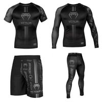 Combinaison d'entraînement pour hommes UFC Boxe Tenue serrée à séchage rapide Muay Thai Combat Venom Ensemble 4 pièces Gym Spandex/Polyester