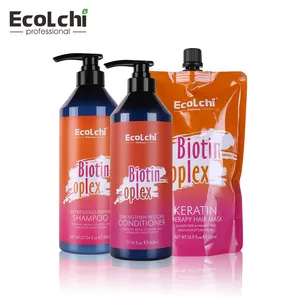 Özel etiket organik Biotin Anti saç dökülmesi onarım şampuan doğal nemlendirici Keratin saç büyüme şampuan kremi seti