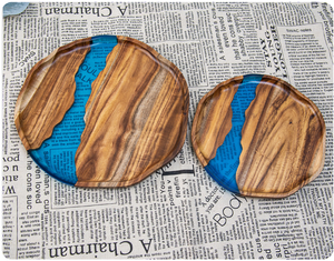 Bandeja Redonda de Resina Epoxi con Madera de Acacia para Servir, Venta al por Mayor |   Bandeja de Té de Madera con Logotipo Personalizado para el Hogar, Cocina y Restaurante - Product Image 4