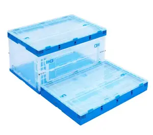 Uni-silent transparan tahan lama baru PP plastik lipat persegi panjang kotak penyimpanan kotak kontainer peti Crate