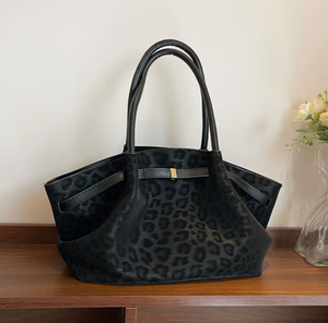 Borsa a mano da donna in pelle scamosciata di lusso 2026 per lo shopping online su Alibaba, nuova borsa tote da donna con design francese e motivo leopardato, disponibile in magazzino - Product Image 4