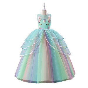 Vestido de <span class=keywords><strong>Unicornio</strong></span> <span class=keywords><strong>para</strong></span> <span class=keywords><strong>Niñas</strong></span> |   Vestido Largo de Satén con Malla <span class=keywords><strong>para</strong></span> Niña, <span class=keywords><strong>para</strong></span> Fiestas |   ODM Personalizado al por Mayor - Product Image 5