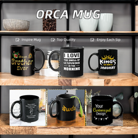 Vente en gros de tasses à café en céramique noire de 11 onces avec logo personnalisé par sublimation nordique boîte droite couvercle argile grès chaud comprend une cuillère