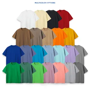 Conyson logotipo personalizado a granel novedad de verano familia Color sólido suelto 230G pesado hombres y mujeres algodón de manga corta Camiseta ropa para niños