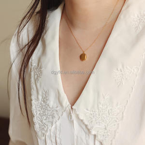 Personalizzato Dainty oro 18K sfaccettato frammento collana pendente nome della collana inciso forma cristallina <span class=keywords><strong>pietra</strong></span> spazzolata Charm collana - Product Image 5