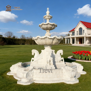 Trevi bán buôn biệt thự bãi cỏ ngoài trời trang trí Tay Chạm Khắc Đá Cẩm Thạch Trắng vườn ngựa đài phun nước để bán - Product Image 3