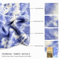 Tissu crêpe épais 20% soie 80% laine, teinture tie-dye, textile de luxe pour manteaux sur mesure, blazers ajustés, approvisionnement B2B