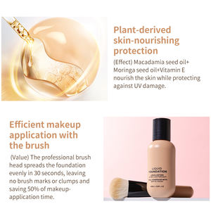 Set Trucco Personalizzato con Logo, <span class=keywords><strong>Fondotinta</strong></span> Liquido + Kit Pennelli, Applicazione Rapida, Assorbente di Olio, Lunga Durata, Copertura Totale, Impermeabile - Product Image 5