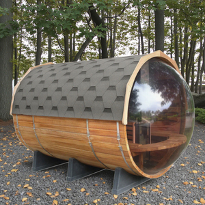 Usine chinoise, sauna extérieur moderne en bois massif avec vue panoramique de 8 pieds, sauna en tonneau de cèdre rouge - Product Image 4
