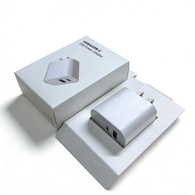20W Fast Charger Block PD+QC3.0 USB-C/USB-A Wall Adapter with US/AU/EU Plug for 15/14/13 Pro Android Phones & Camera