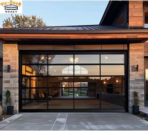 Porte <span class=keywords><strong>de</strong></span> <span class=keywords><strong>garage</strong></span> sectionnelle électrique professionnelle à glissière, à économie d'énergie, avec cadre en alliage d'aluminium et miroir en verre trempé transparent - Product Image 1