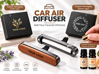 Diffuseur de parfum pour voiture personnalisé en bois de noyer avec accent métallique, aromathérapie rechargeable, désodorisant avec logo, parfum et boîte cadeau