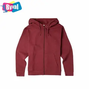 Byval Mannen Zware Katoen China Goedkope Zip-Up Sublimatie Custom Blank Ontwerp Hoodie Met Kangoeroezak En Treksluitingen