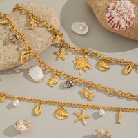 MIRADIA gros réglable océan breloques coquille de mer conque perle étoile de mer pendentif colliers breloques déclaration collier pour les femmes