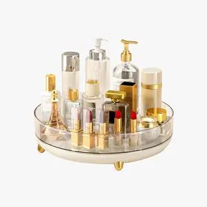 Large Desktop Clear Transparent 360 Degree Rotating Plastic Cosmetic Storage Vanity Box Makeup Beauty Organizer