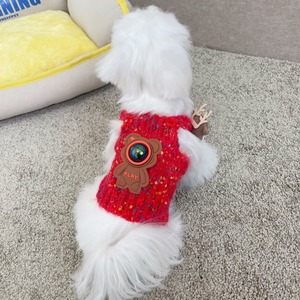 Suéter navideño para mascotas, peto <span class=keywords><strong>de</strong></span> punto con tirantes para perro, Bichón Maltés, Teddy, atuendo informal para el Festival <span class=keywords><strong>de</strong></span> Primavera, transfronterizo - Product Image 4