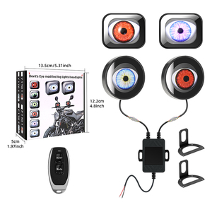 שלט רחוק RGB LED עיני שטן לאופנועים, עמיד למים, תאורת LED רב-מצבי, אור עין שטן מהבהב, מנורת מראה אחורית - Product Image 6