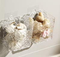 Boîte de rangement murale moderne transparente à motif glacier, robuste et étanche, sans perçage, pour outils cosmétiques