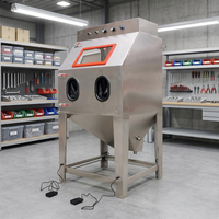 Cabine de sablage humide manuelle en acier inoxydable, machine de sablage à abrasif liquide avec moteur de pompe pour l'entretien et le nettoyage des moules