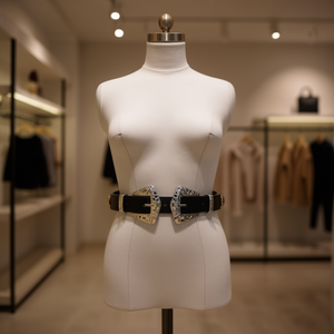 Cintura in Metallo con Doppia Fibbia 3x100cm Finitura Argento e Oro Cintura alla Moda - Product Image 2