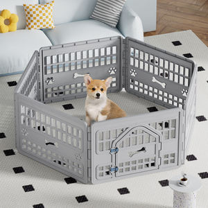 High Quality Wholesale Custom <strong>Portable</strong> 6-Panel <strong>Pet</strong> Playpen for Dog Animal Indoor Stable Open Door Plastic <strong>Fence</strong> Dog <strong>Fence</strong> - Product Image 1