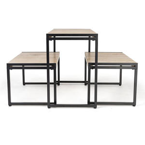 Mesa de exhibición de ropa de Color/Logotipo personalizable con recubrimiento de polvo Rectangular de nido de 3 niveles de madera y Metal para tiendas de ropa - Product Image 3