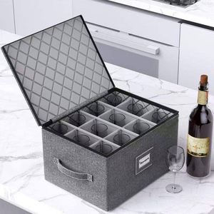 Caja de Almacenamiento para Copas de Vino con Divisores para Cristalería, Almacenamiento y Transporte, Carcasa Rígida y Apilable - Product Image 6