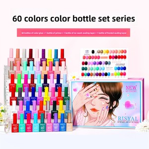 Ensemble de 60 vernis à ongles en gel de couleur avec couche de finition, primer, vernis permanent UV pour la manucure en salon, cosmétiques - Product Image 2