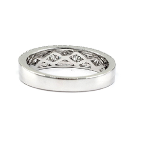 Livraison directe Logo Laser de haute qualité empilable 18k or blanc massif diamant naturel rond fiançailles bague de mariage pour cadeau - Product Image 3