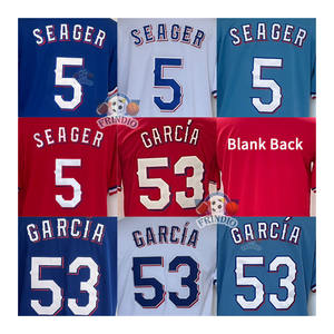 Produto de Boa Qualidade para Adultos Costurado # 5 Seager # Camisas de Beisebol Vermelhas e Azuis 53 Garcia Prontas para Envio Atacado Dropship - Product Image 6