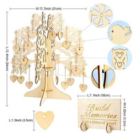 100 pièces coeur Signature Message cadre d'arbre en bois décoration Unique cadeaux livre d'or de mariage avec support