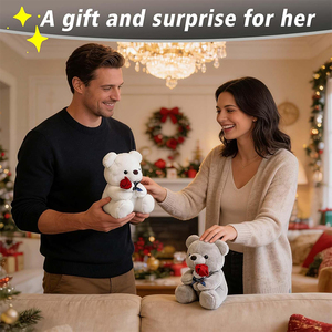 Oso de Peluche con Pétalos de Rosa, Regalos Personalizados de Fábrica para San Valentín, Peluche Suave de Rosa, Juguete de Peluche para el Día de San Valentín - Product Image 3