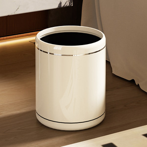 Cylindrical Waste Bin Creamy White 2.3kg With Wheels For Living Room Kitchen Bathroom Indoor Use - Product Image 3