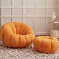 Fauteuil inclinable moderne convertible en velours flocon de neige et polaire sherpa, design citrouille, pivotant, confort doux
