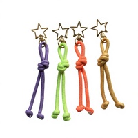 Porte-clés en corde tressée de polyester, pendentif coloré Cœur Étoile, pour sac à main, sac à dos, voiture, téléphone, durable, écologique, cadeau