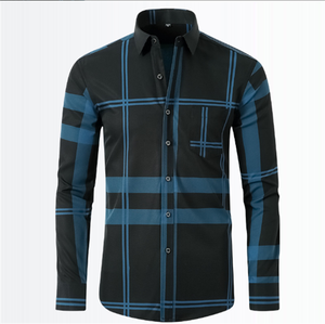 2023 Mens Plaid a righe Oxford Spinning Casual camicia a maniche lunghe confortevole colletto traspirante bottone Slim abito da lavoro maschile - Product Image 5