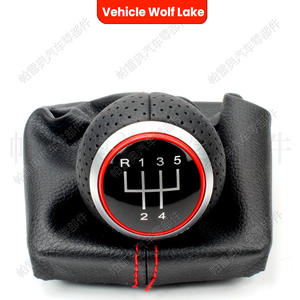 Pareo – pommeau de levier de vitesse en cuir, 5 vitesses, coutures rouges, ergonomique, pour Volkswagen Audi A4 B6 2002 2009 - Product Image 2