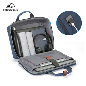 Kingsons Business <b>Briefcase</b> Laptop Bag Men's Solid Color Zipper Closure For Travel And Office Use - Product Image 2