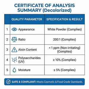 Extracto <span class=keywords><strong>de</strong></span> <span class=keywords><strong>Aloe</strong></span> Vera Natural <span class=keywords><strong>de</strong></span> Alta Pureza en Polvo, Polisacáridos Emodina 10%-50%, Extracción por Solvente, Grado Alimenticio, 1 kg - Product Image 6