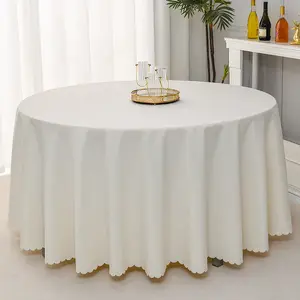 しわになりにくい90120インチテーブルクロス洗えるポリエステルテーブルカバー結婚披露宴の宴会のための白い丸いテーブルクロス