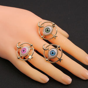 Anillo de Ojo Turco de Cerámica ODM, Anillo Ajustable con Baño de Oro y Piedras Preciosas para Mujeres y Hombres - Product Image 5