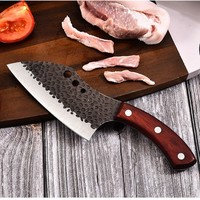 5CR15 Hand Forged Boning Knife Hammer Texture Blade Sharp Meat Cutting Knife Solid Wood Handle Kitchen Butcher Deboning Knife