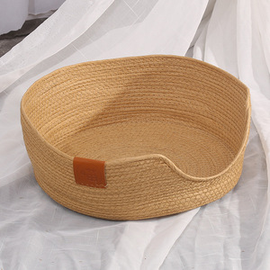 Simple Style Rattan Cat Nest Round Handmade Woven Pet <b>Bed</b> For Cat Home Use - Product Image 2