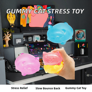 Plastic Gummy Cat Fidget <b>Squeeze</b> Toy Slow Rebound Decompression <b>Ball</b> Squishy for Stress Relief - Product Image 2