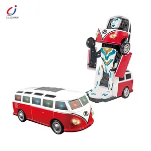 Aanpassen Jongens Speelgoed Elektrische Universele Voertuig Kids Musical Automatische Vervorming Robot Bus Voor Kinderen