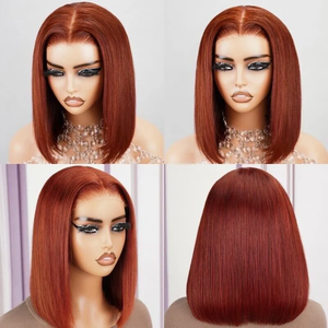 Pelucas de Cabello Humano al por Mayor, Pelucas Cortas Tipo Bob 5x7 sin Pegamento, Cabello Humano Teñido, Bob con Doble Trama, Pelucas con Frente de Encaje 13x4 - Product Image 4