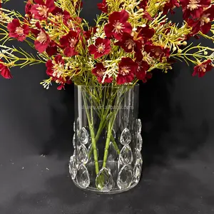 新款华丽设计水晶玻璃圆筒花瓶婚礼餐桌装饰摆件