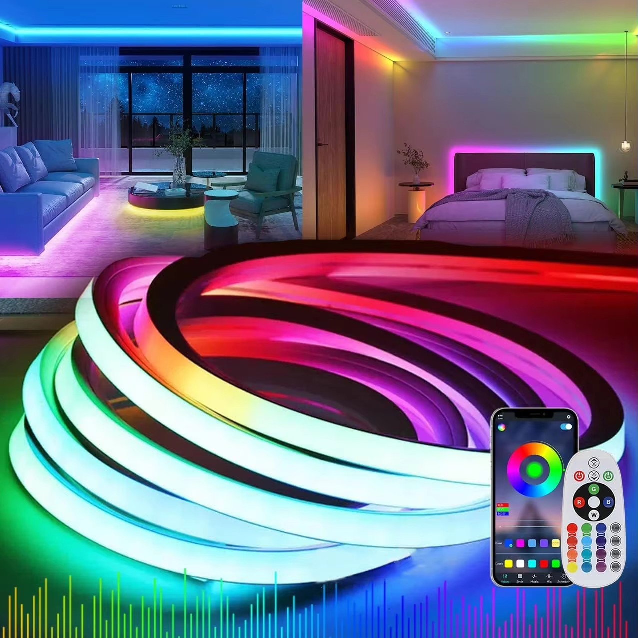 LED Strip Waterproof Rgb Magic Color Led Neon Light High Brightness for Bedroom Living Gaming Room Party