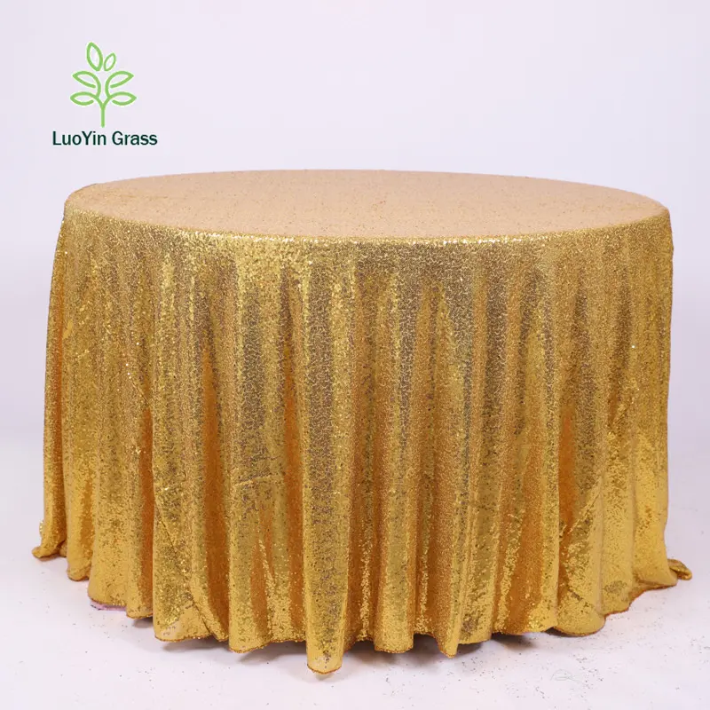 Partiler için LY altın payet masa örtüsü 60 inç yuvarlak-parıltılı masa örtüsü lazer yuvarlak masa örtüsü yerleşimi